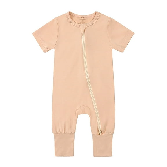 WIBACKER Baby Boys Girls Bamboo Viscose Short Sleeve Pajamas, 2 Way Zipper Romper, Sleep and Play 0-24 Months
