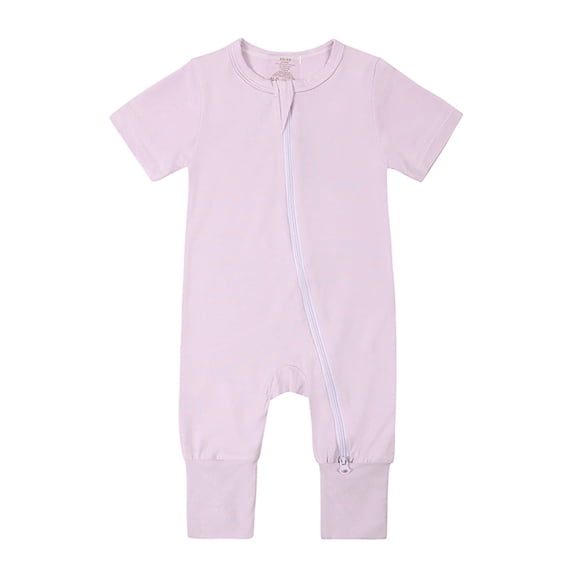 WIBACKER Baby Boys Girls Bamboo Viscose Short Sleeve Pajamas, 2 Way Zipper Romper, Sleep and Play 0-24 Months
