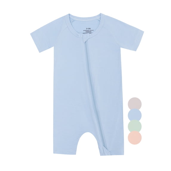 WIBACKER Baby Boys Girls Bamboo Viscose Short Sleeve Rompers One-Piece Jumpsuits with 2 Ways Zipper for Spring/Summer