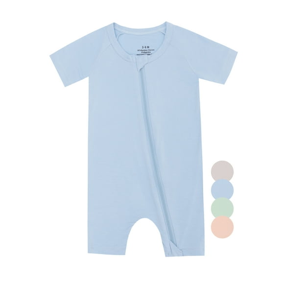 WIBACKER Baby Boys Girls Bamboo Viscose Short Sleeve Rompers One-Piece Jumpsuits with 2 Ways Zipper for Spring/Summer