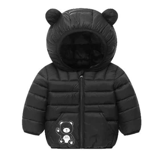 WIBACKER Baby Boys Girls Winter Coats with Pockets Toddler Light Puffer Down Jacket Infant Kids Bear Hoods Padded Outwear