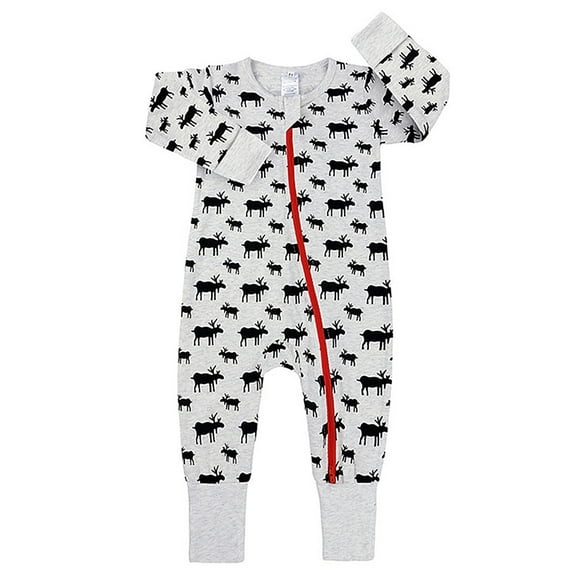 WIBACKER Baby Cotton Long Pajamas with Mittens Cuff for Boys 2 Way Zipper Both Footed and Footless Sleepers