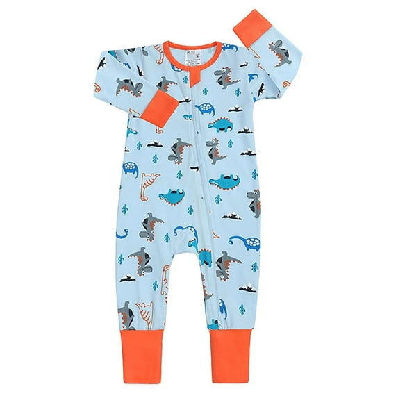 WIBACKER Baby Cotton Long Pajamas with Mittens Cuff for Boys 2 Way Zipper Both Footed and Footless Sleepers