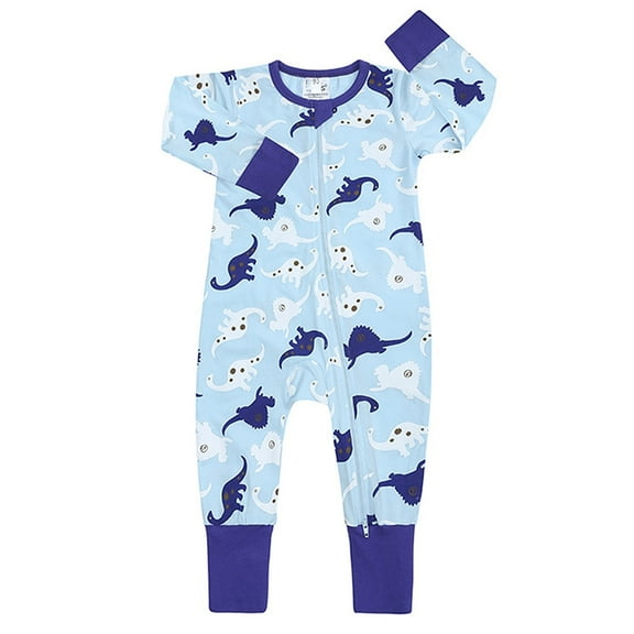 WIBACKER Baby Cotton Long Pajamas with Mittens Cuff for Boys 2 Way Zipper Both Footed and Footless Sleepers