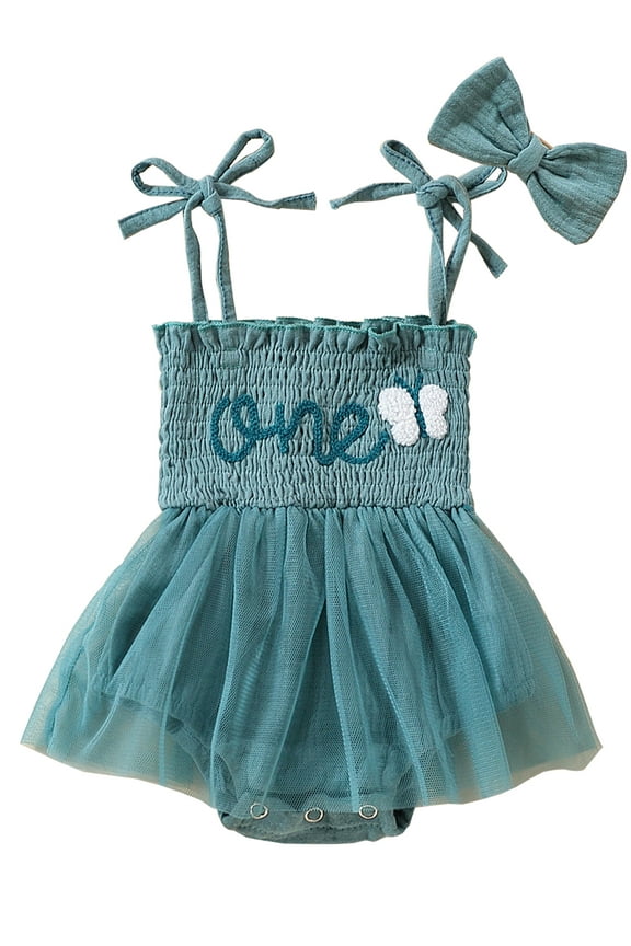 Baby Girl 1st Birthday Outfit Lace Tulle Romper Princess Tutu Dress Headband One Year Old Cake Smash Photo Shoot Clothes 12-18 Months