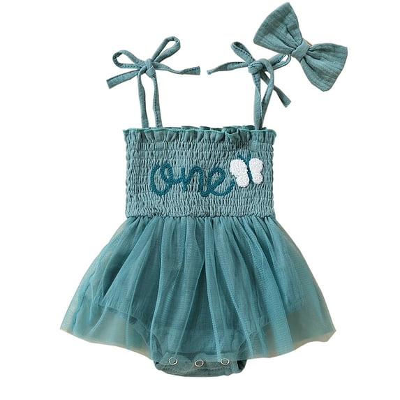 WIBACKER Baby Girl 1st Birthday Outfit Lace Tulle Romper Princess Tutu Dress Headband One Year Old Cake Smash Photo Shoot Clothes 9-12 Months