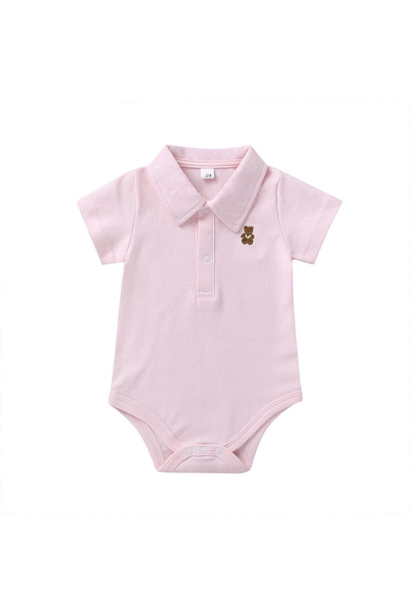 Baby Girl Boy Short Sleeve Polo Bodysuit 100% Cotton Onesie Summer Romper 6-9 Months Infant