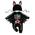 thumbnail image 1 of WIBACKER Baby Girl Boy Skeleton Jumpsuit Ear Hat 2PCS Outfit 3 Months-3 Years Infant Toddler Halloween Bats Costumes with Wings Cosplay Clothes, 1 of 9