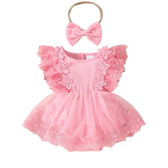 WIBACKER Baby Girl Clothes Infant Tulle Romper Ruffe Sleeveless Bodysuit Baby Girl Summer Infant Girl Dress 0-18M