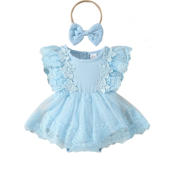 WIBACKER Baby Girl Clothes Infant Tulle Romper Ruffe Sleeveless Bodysuit Baby Girl Summer Infant Girl Dress 0-18M