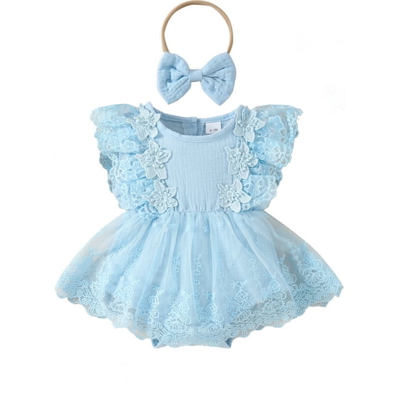 WIBACKER Baby Girl Clothes Infant Tulle Romper Ruffe Sleeveless Bodysuit Baby Girl Summer Infant Girl Dress 0-18M
