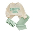 thumbnail image 1 of WIBACKER Baby Girl Daddy's Girl Outfit Sweatshirt Fall Long Sleeve Shirt Pants Headband 3Pcs Spring Clothes Set, 1 of 9