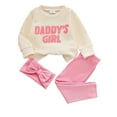 thumbnail image 1 of WIBACKER Baby Girl Daddy's Girl Outfit Sweatshirt Fall Long Sleeve Shirt Pants Headband 3Pcs Spring Clothes Set, 1 of 11