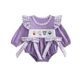 thumbnail image 1 of WIBACKER Baby Girl Halloween Outfits Newborn Smocked Bubble Romper Bodysuit Ruffle Long Sleeve Ghost Pumpkin Day Jumpsuit, 1 of 8