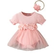 thumbnail image 1 of WIBACKER Baby Girl Summer Clothes Newborn Girls Puff Sleeve Romper +Headband Set Infant Bodysuit Tulle Skirt Outfit 0-18 Months, 1 of 9