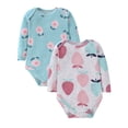 thumbnail image 1 of WIBACKER Baby Girls' 100% Cotton Long Sleeve Print Bodysuit 6 9 12 18 24 Months, Pack of 2, Unicorn+Sunflower, 1 of 8
