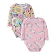 thumbnail image 1 of WIBACKER Baby Girls' 100% Cotton Long Sleeve Print Bodysuit 6 9 12 18 24 Months, Pack of 2, Unicorn+Sunflower, 1 of 10