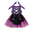 thumbnail image 1 of WIBACKER Baby Girls My First Halloween Clothes 0-24 Months Newborn Purple Witch Tulle Romper Bow Sleeveless Bubble Bodysuit Costumes, 1 of 10