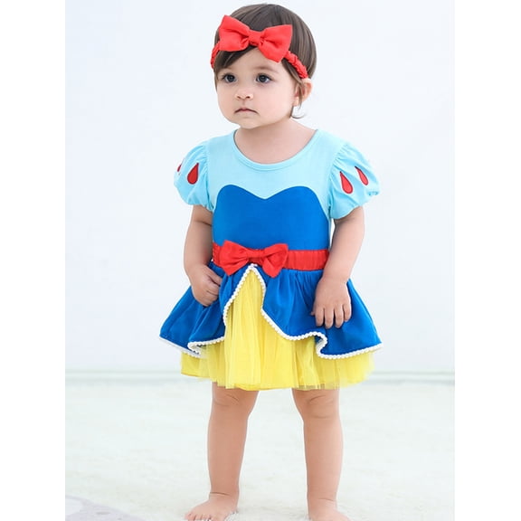 WIBACKER Baby Girls Princess Romper Tutu Dress Bodysuit Tulle Outfit for Birthday Christmas Halloween Party 3-6M