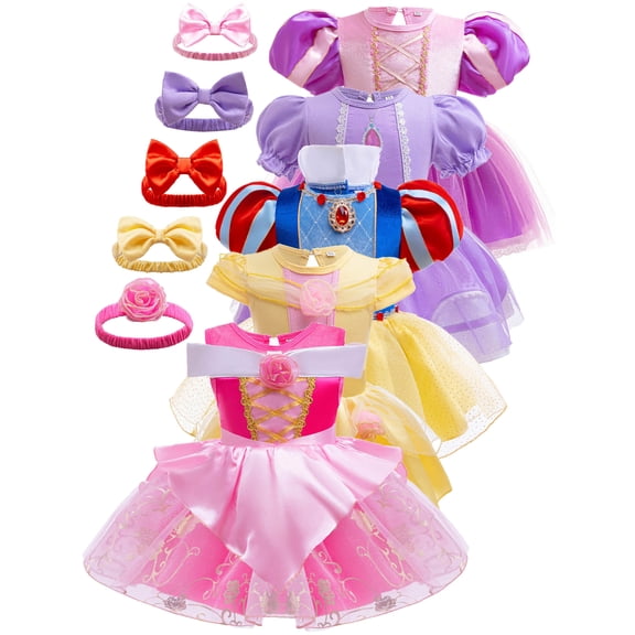 WIBACKER Baby Girls Romper Tutu Dress 3-18M Princess Bodysuit Tulle Dresses with Headband Birthday Christmas Halloween Costumes