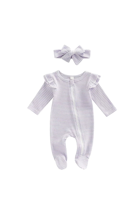 Baby Girls' Sleep and Play Pajamas Cotton One-Piece Footies Romper Jumpsuit Zip Front Pjs