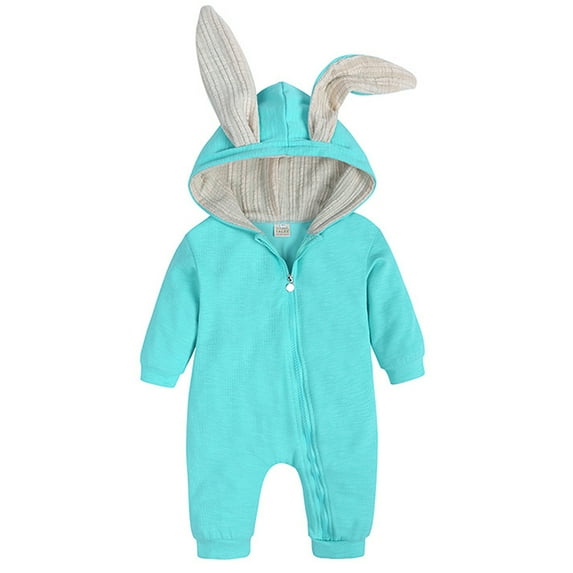 WIBACKER Baby Infant Animal Bunny Outwear Romper Newborn Easter Halloween Long Ear Rabbit Hoodie Jumpsuit with Zipper