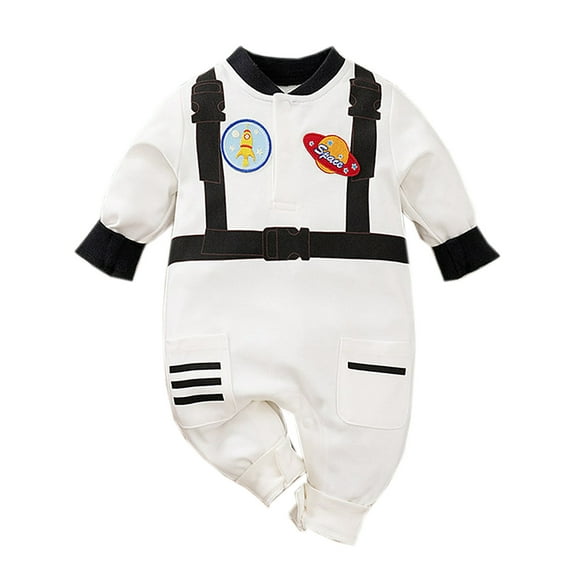 WIBACKER Baby Infant Boy Astronaut Costume 100% Cotton Toddler Boy Space Suit Cosplay Party Jumpsuit Halloween Christmas Rompers