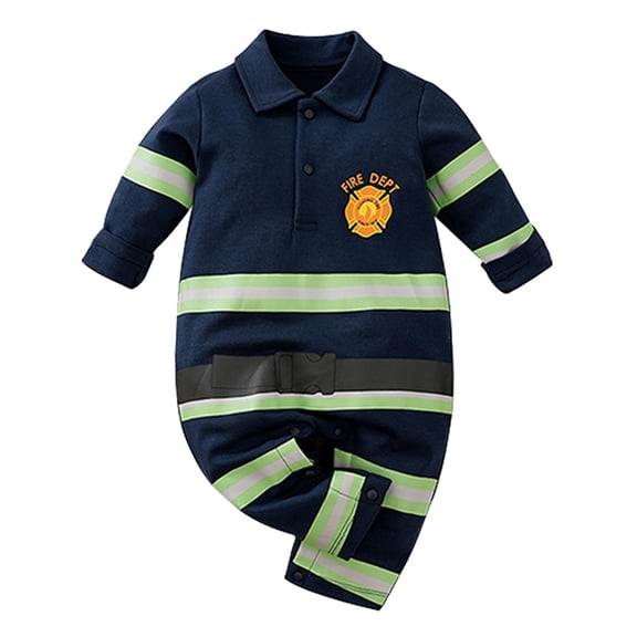 WIBACKER Baby Infant Boy Firefighter Costume 100% Cotton Toddler Boy Cosplay Party Jumpsuit Halloween Christmas Rompers