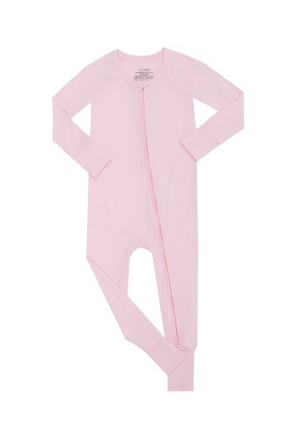 Baby Unisex Bamboo Viscose Pajamas with Mitten Cuffs-Boys Girls Front Zip Long Sleeve Footless Sleepers