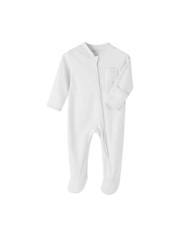 Baby Unisex Cotton One Piece Pajamas Infant Zipper Long Sleeve Sleep Play Footed Jumpsuit