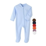 WIBACKER Baby Unisex Cotton One Piece Pajamas Infant Zipper Long Sleeve Sleep Play Footed Jumpsuit