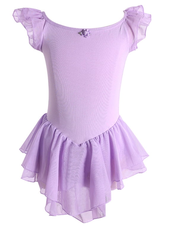Ballet Leotards for Girls 2T-16Y Dance Ballet Dress Toddler Kids Flutter Sleeve Ballerina Outfits
