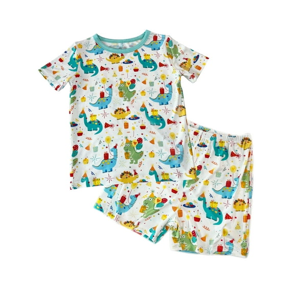 WIBACKER Bamboo Viscose Toddler Excavator Pajamas Boys Girls Kids Cool Short Summer 2-6T Snug fit Pjs Set 2pcs Dinosuar Sleepwear