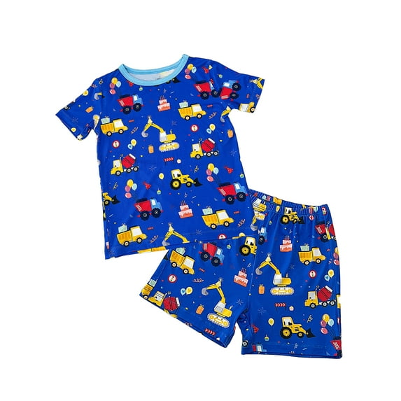 WIBACKER Bamboo Viscose Toddler Excavator Pajamas Boys Girls Kids Cool Short Summer 2-6T Snug fit Pjs Set 2pcs Dinosuar Sleepwear