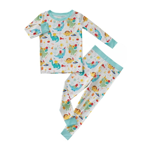 WIBACKER Bamboo Viscose Toddler Pajamas Boys Girls Baby Dinosaur Pjs Sets 2-6T Kids 2pcs Long-Sleeve Snug fit Sleepwear