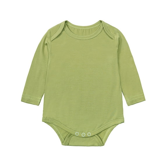 WIBACKER Bamboo Viscose Unisex Baby Long Sleeve Bodysuit Solid Color 0-18M Soft Jumpsuit for Infant Boys and Girls