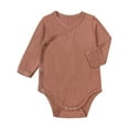 thumbnail image 1 of WIBACKER Bamboo Viscose Unisex Baby Long Sleeve Side-snap Kimono Bodysuits with Mitten Cuffs for 0-18M Infant Baby Boys and Girls, 1 of 11