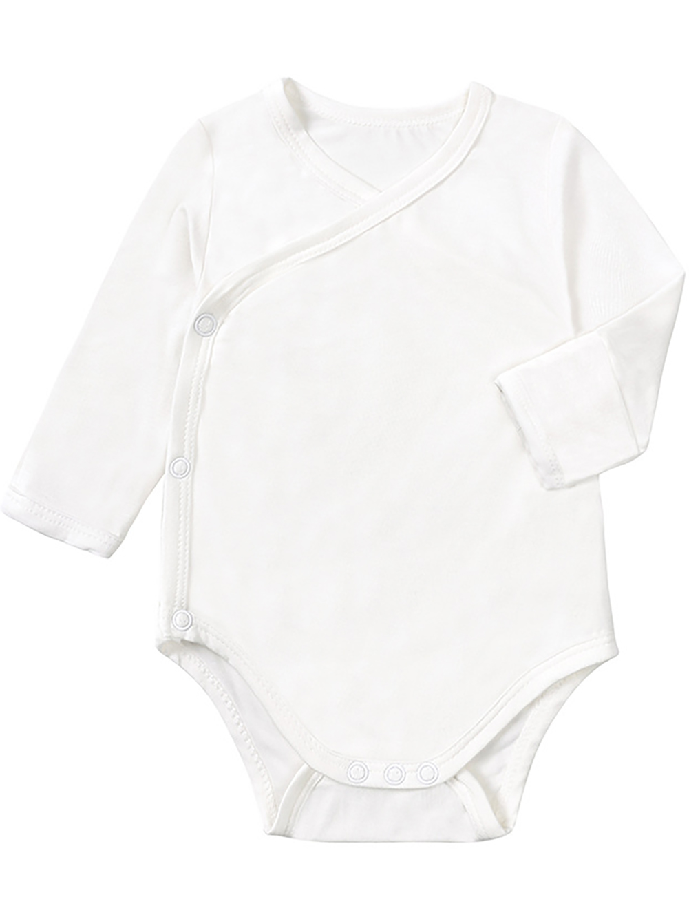 Body kimono de viscosa de bambú para bebé, unisex, manga larga, cierre lateral con broches, con puños de manopla, para 0-18 meses