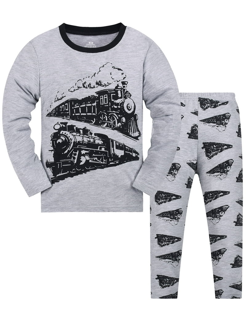 WIBACKER Boys Cotton Pajamas Long Sleeve Toddler Boys Pjs Kids