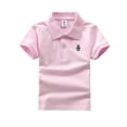 thumbnail image 1 of WIBACKER Boys Girls' Short Sleeve School Uniform Shirt Button Closure Pique Polo Tops(2-14T), 1 of 7