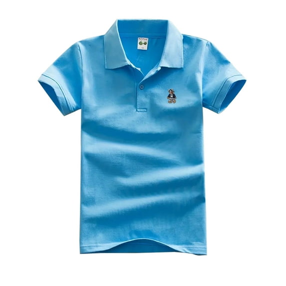 WIBACKER Boys Girls' Short Sleeve School Uniform Shirt Button Closure Pique Polo Tops(2-14T)