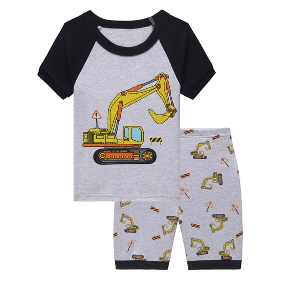 WIBACKER Boys Pajamas 2 Pieces Short Sleeve Set 100% Cotton Snug Fit Summer Sleepwear 3-8 Years