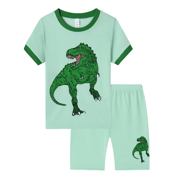 WIBACKER Boys Pajamas Set 2 Piece-Dinosaur Short Sleeve Top & Shorts Pjs Set Kids & Toddler Sleepwear 3T