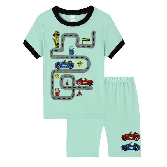 WIBACKER Boys Pajamas Set 2 Piece-Racing Car Short Sleeve Top & Shorts Pjs Set Kids & Toddler Sleepwear 5T