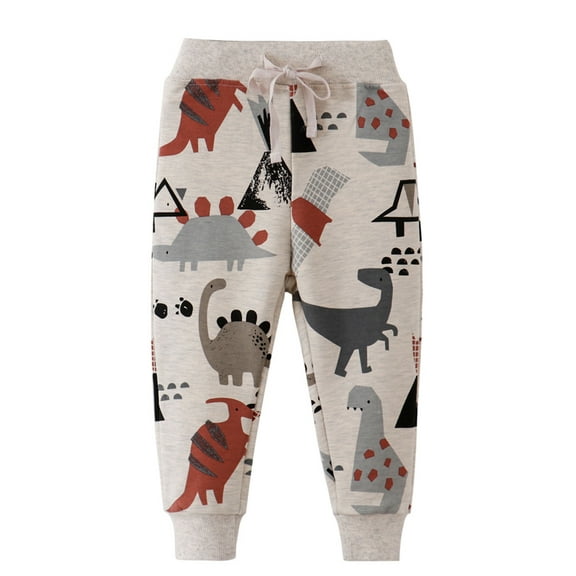 WIBACKER Boys Sweatpants Active Athletic Jogger Pants Soft Cotton French Terry Little Kids, Dinosaur 3T