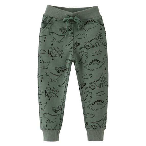 WIBACKER Boys Sweatpants Active Athletic Jogger Pants Soft Cotton French Terry Little Kids, Dinosaur 3T