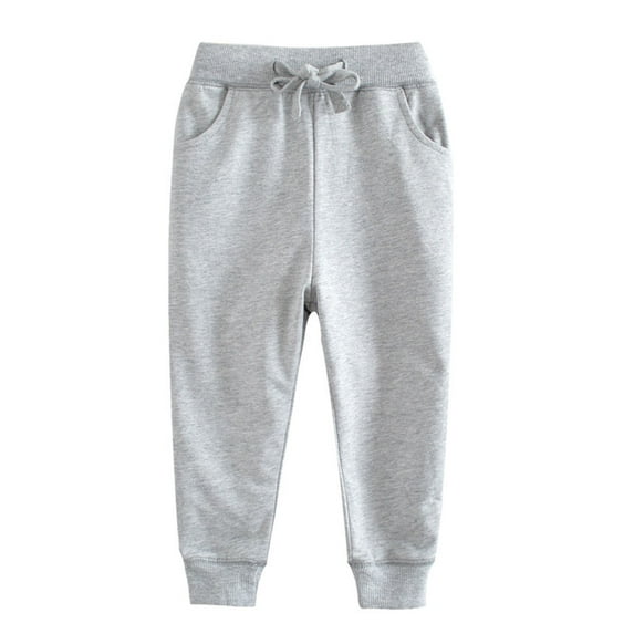 WIBACKER Boys Sweatpants Active Athletic Jogger Pants Soft Cotton French Terry Little Kids, Gray 6T