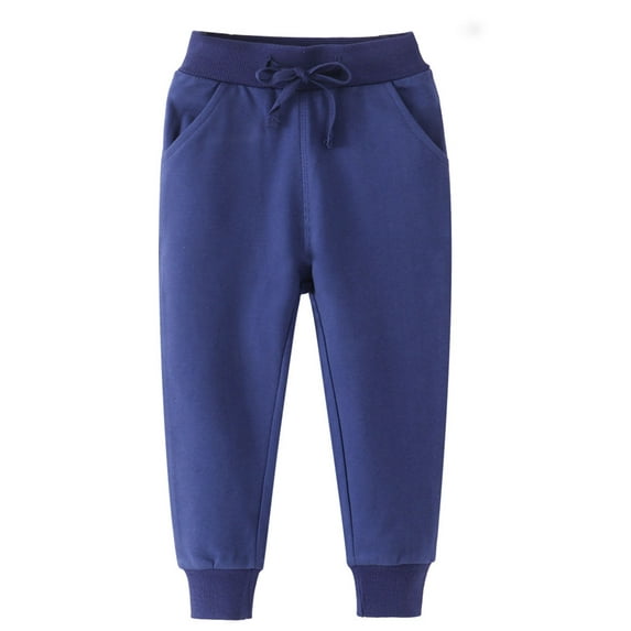 WIBACKER Boys Sweatpants Active Athletic Jogger Pants Soft Cotton French Terry Little Kids, Navy 2T