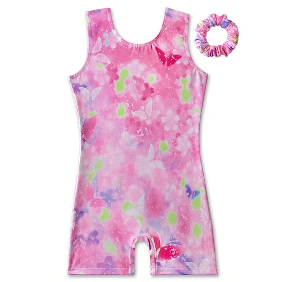 WIBACKER Butterfly Gymnastics Leotards for Girls with Shorts Sparkle Biketards Dance Outfits Unitards