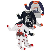 WIBACKER Cotton 2 Pieces Pajamas for 3-12T Boys Cartoons Sleepwear Toddler Kids Clothes Tops and Pants Set